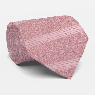 Corbata Moderno Rosa Oro Purpurina a rayas elegante patrón