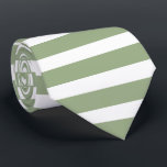 Corbata Moderno Sage Verde Y Blanco Tirado Horizontal<br><div class="desc">Sencilla y moderna corbata horizontal a rayas en verde sabio y blanco .</div>