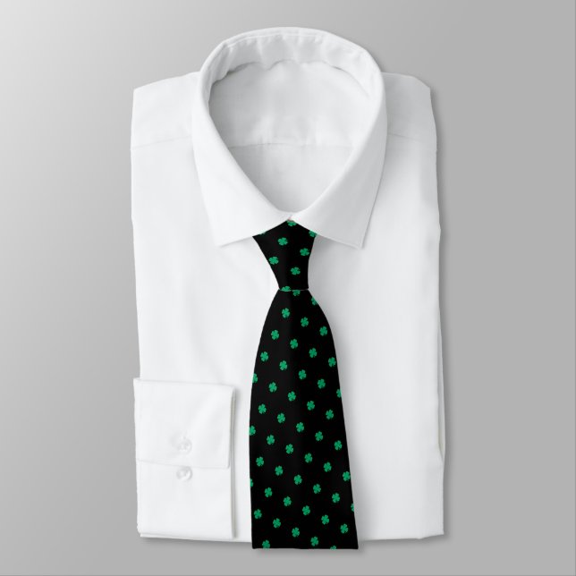 Corbata Moderno y elegante Shamrock Green Clover Black (Atado)