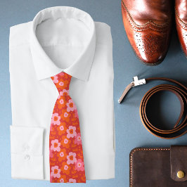 Corbata Moderno y moderno Groovy Floral Naranja rosa rojo