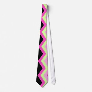 Corbata moderno zigzag patrón negro fuchsia chevron