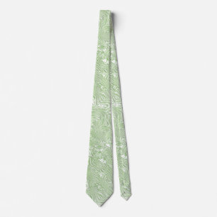 Corbata Moire de seda pequeño patrón en verde animo