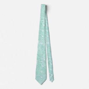 Corbata Moire de seda pequeño patrón en verde de menta