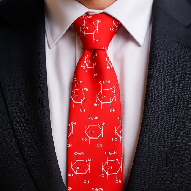 Corbata Molécula de glucosa Química Ciencia Tema Rojo (Glucose Molecule Chemistry Science Themed Red Neck Tie)