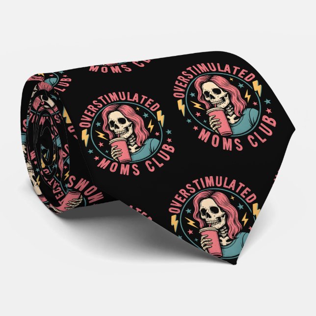 Corbata Moms Club Skull Desordenado Mamá Vida (Enrollado)