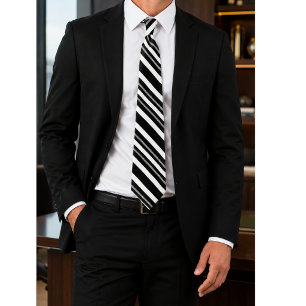 Corbata Monarch Noir Diseño de rayas de lujo en blanco y