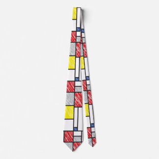Corbata Mondrian Scribbles Minimalista De Stijl Arte Moder
