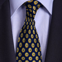 Corbata Moneda Cripta Azul y Amarillo