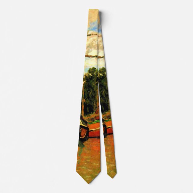 Corbata Monet - Barcos en Zaandam, famosa pintura (Anverso)
