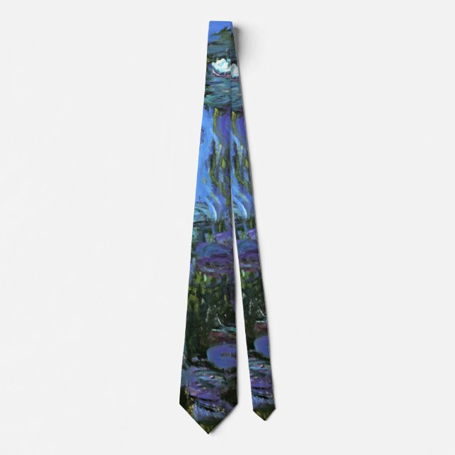Corbata Monet - Lilis de agua, azul índigo (Anverso)