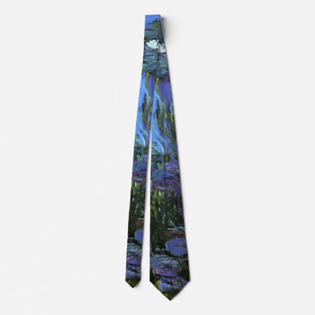 Corbata Monet - Lilis de agua, azul índigo (Reverso)