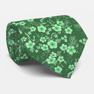 Corbata Mono floral verde pequeño y lindo patrón de verano
