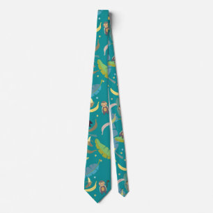 Corbata Mono y plátanos en patrón de árbol