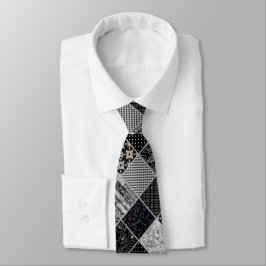 Corbata Monocasco de mosaico sin foco blanco gris negro