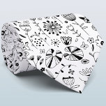 Corbata Monocromo de la flor salvaje<br><div class="desc">Dibujos modernos monocromáticos de flores en blanco y negro. Un empate de coordinación para coincidir con tu celebración.</div>