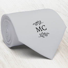 Corbata Monogram Initial Crest Botanical Leaf Silver Gray