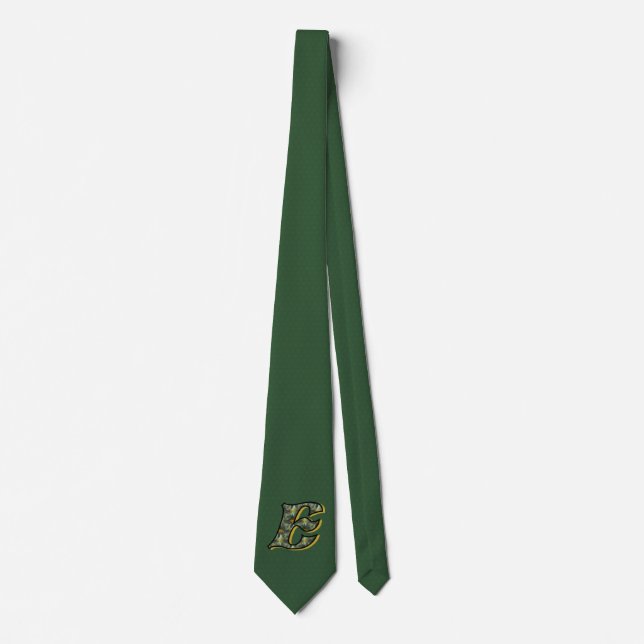 Corbata Monogram Initial E Daisies Art Green  (Anverso)