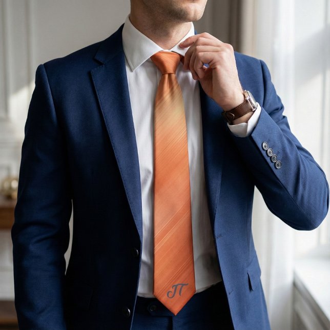 Corbata Monogram Modern Brushed Copper Metallic Pattern  (Subido por el creador)