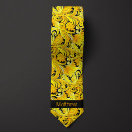 Corbata Monograma amarillo de inspiración floral