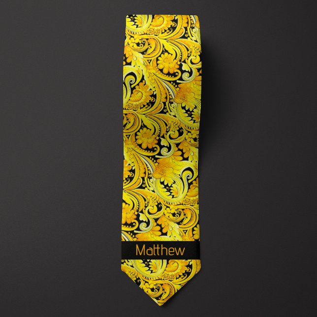 Corbata Monograma amarillo de inspiración floral (Subido por el creador)