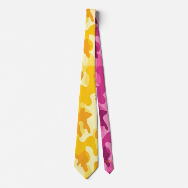 Corbata Monograma amarillo rosado de dos tonos de camo (Anverso)
