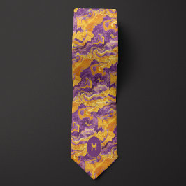 Corbata Monograma amarillo y morado mareado