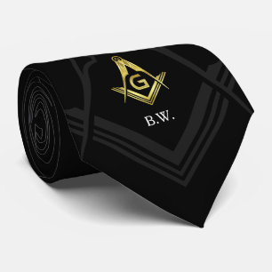 Corbata Monograma Black Gold Masonic Ties   Regalos de mas