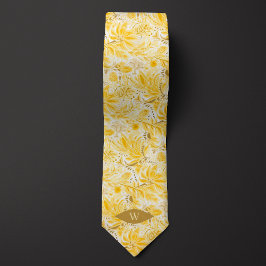 Corbata Monograma Botánico Amarillo Crema de Mantequilla