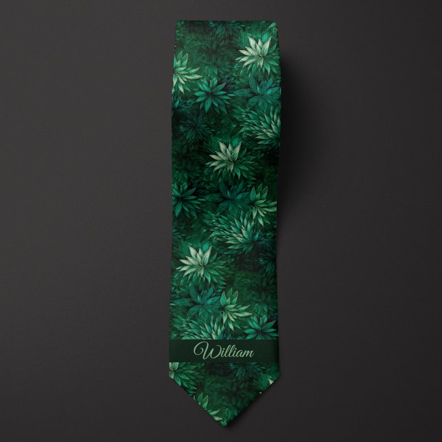 Corbata Monograma Botánico Forrest Green (Subido por el creador)