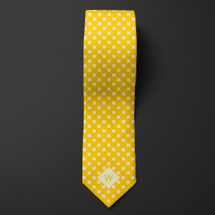Corbata Monograma Casual de los círculos amarillos