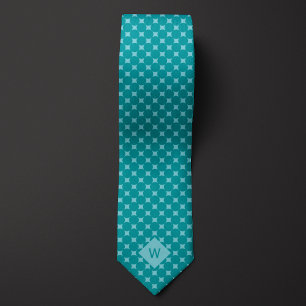 Corbata Monograma Casual Verde azulado Círculos