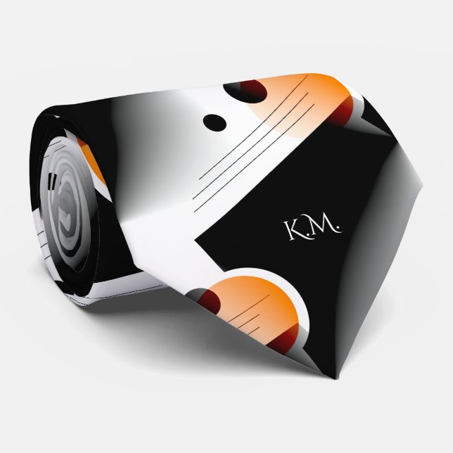 Corbata Monograma Chic Geométrico Moderno Flamígero (Enrollado)