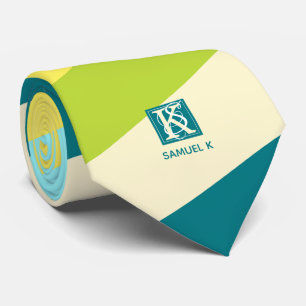 Corbata Monograma colorido fresco y feliz de las rayas