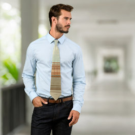 Corbata Monograma contemporáneo abstracto del sabio marrón