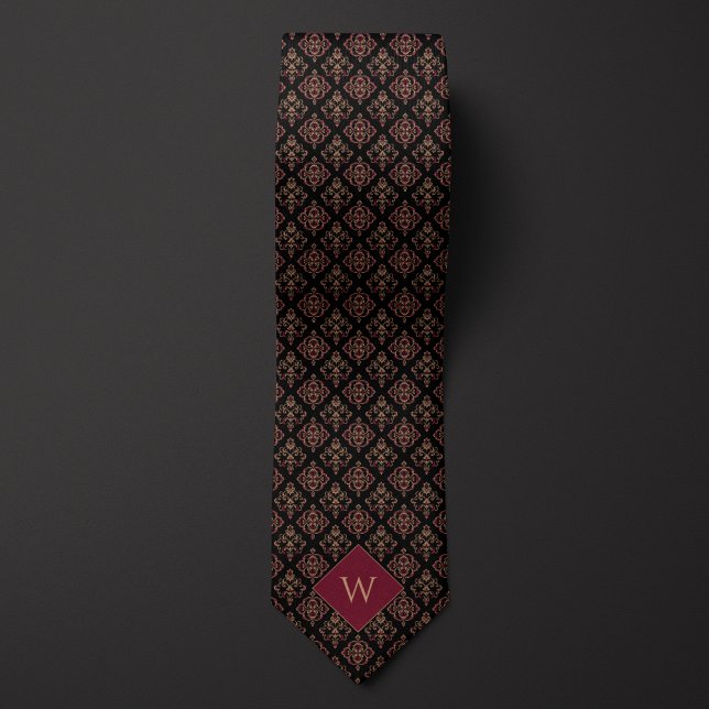 Corbata Monograma de Borgoña y Arábico Negro (Subido por el creador)