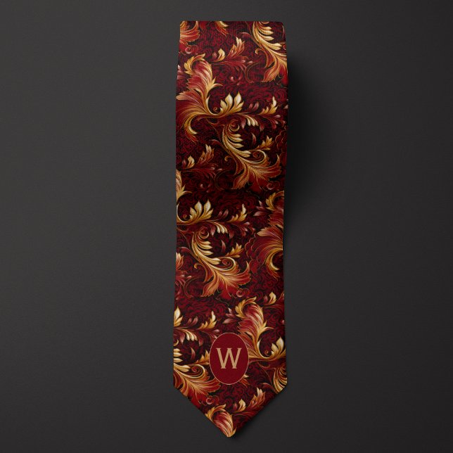 Corbata Monograma de Borgoña y Oro (Subido por el creador)