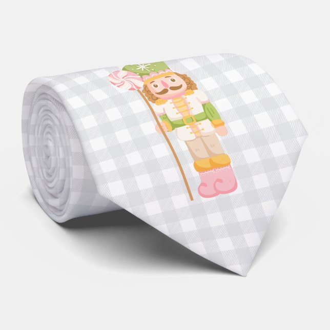Corbata Monograma de Cascanueces Pastel de Cuadros (Enrollado)