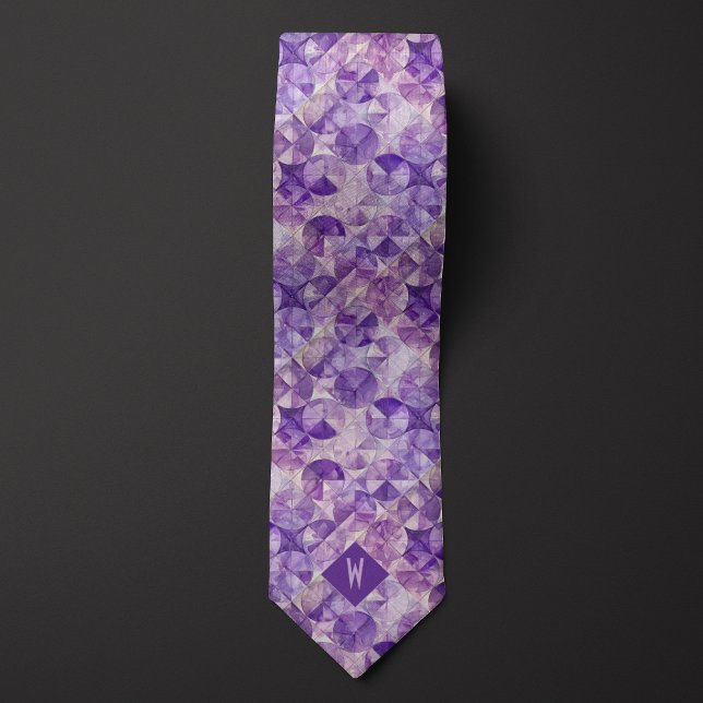 Corbata Monograma de Círculos de Acuarela Lilac (Subido por el creador)