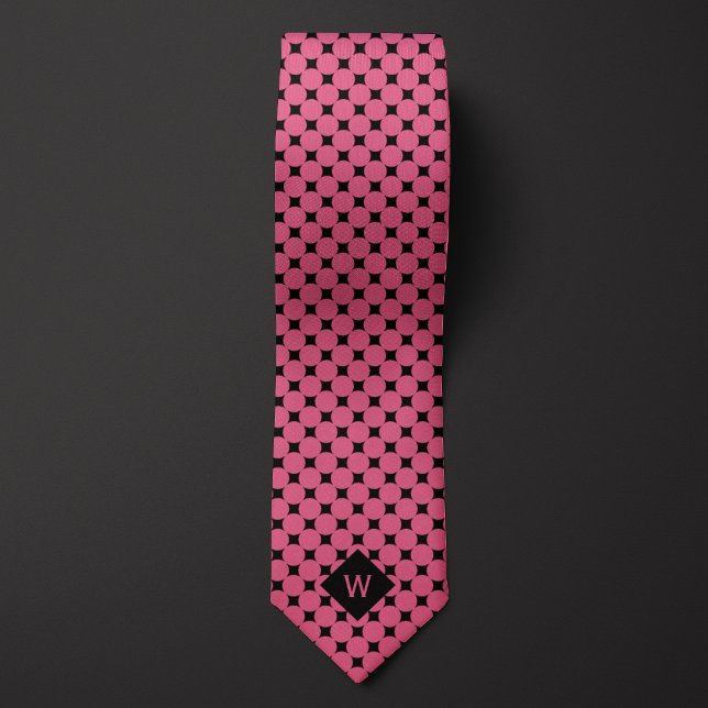 Corbata Monograma de círculos empresariales rosados (Subido por el creador)