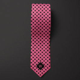 Corbata Monograma de círculos empresariales rosados