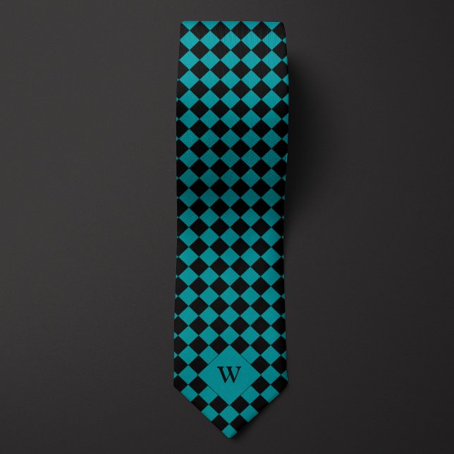 Corbata Monograma de comprobación de negocio verde azulado (Subido por el creador)
