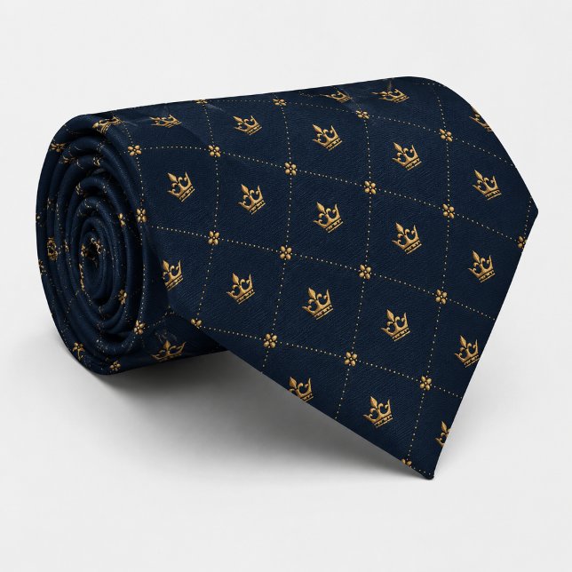 Corbata Monograma de Corona Azul Marino (Subido por el creador)