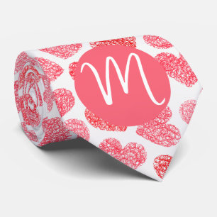 Corbata Monograma de El día de San Valentín de corazón roj