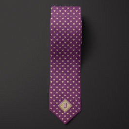Corbata Monograma de gato con clase dorada y morada