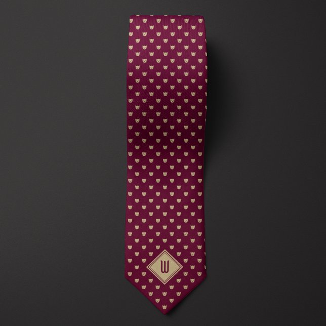 Corbata Monograma de gato con clase Gold y Burgundy (Subido por el creador)