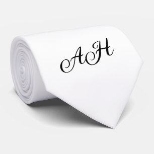 Corbata Monograma de Groomsmen Black White Initials