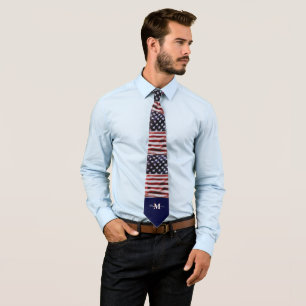 Corbata Monograma de la bandera de los Estados Unidos de A