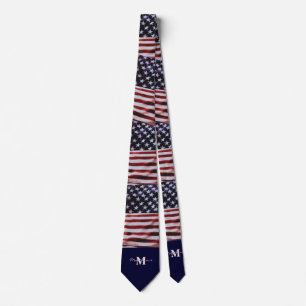 Corbata Monograma de la bandera de los Estados Unidos de A