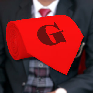 Corbata Monograma de la carta moderna roja oscura   Rojo