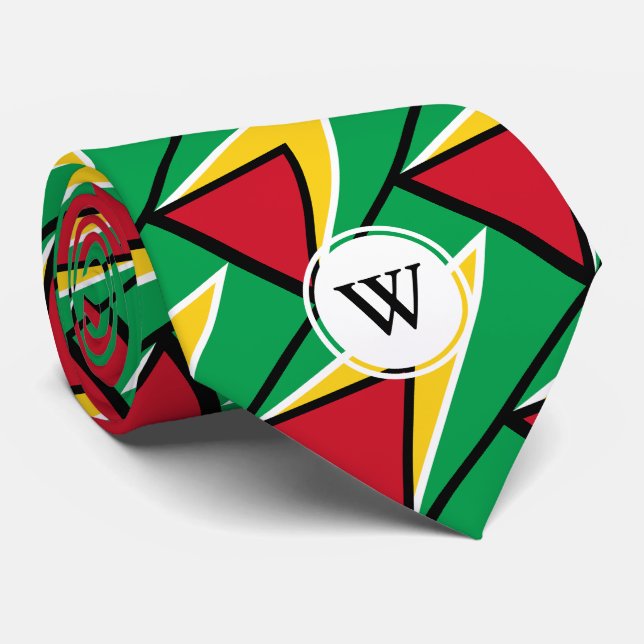 Corbata Monograma de la escritura de la BANDERA GUYANA ele (Enrollado)
